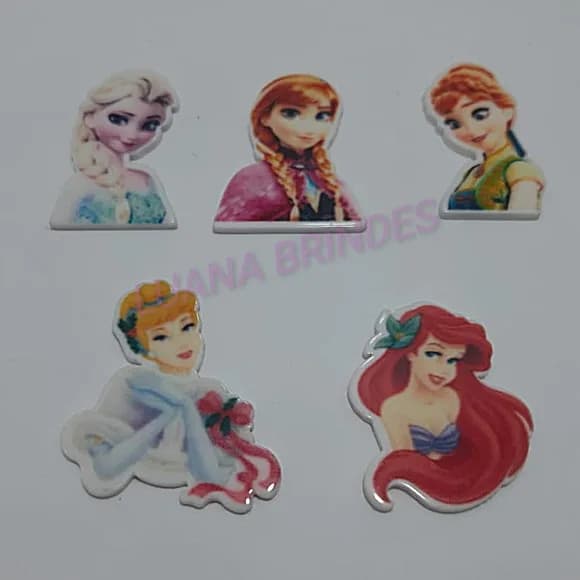 Apliques Acrílicos de Princesas Variadas - Pct com 10 Unid