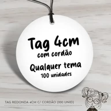 Tag Redonda 4cm c/ Cordão - 100 Unidades