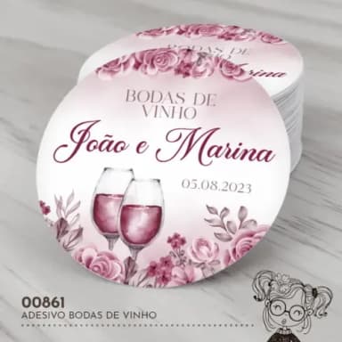 Adesivo Redondo Bodas de Vinho - 00861