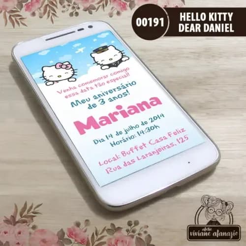 Convite Digital Hello Kitty e Dear Daniel - 00191