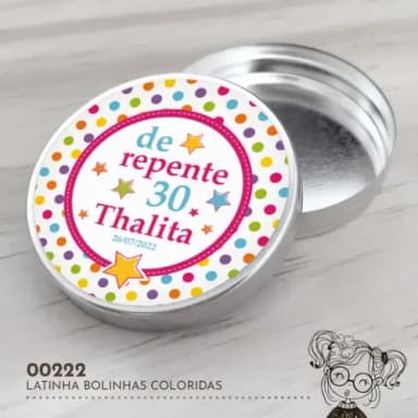 Latinha Adesivada Bolinhas Coloridas - 00222
