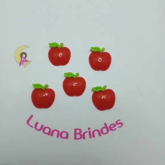 Aplique Maçã de Resina 1,8cm Pacote com 15 Unidades