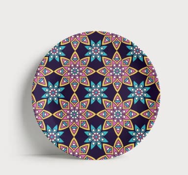 Prato Decorativo Padrão Mandalas Estilizadas 21cm Porcelana