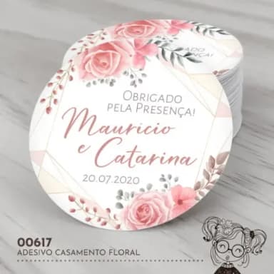 Adesivo Redondo Casamento - 00617