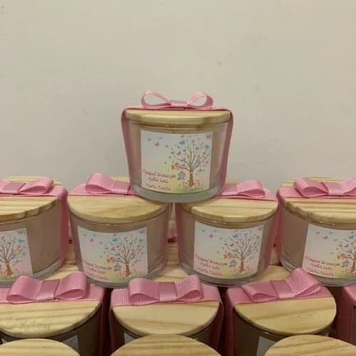 Lembrancinha Maternidade Vela Vegetal Aromática Vidro Jardim
