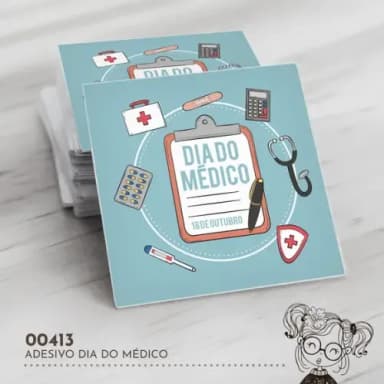 Adesivo Quadrado Dia do Médico - 00413