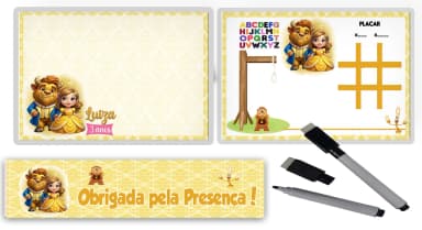 Lousa Magica Infantil Personalizada da Bela e Fera
