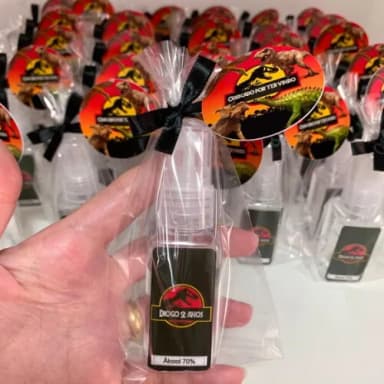 Álcool 70% Spray Lembrancinha aniversário Jurassic Park