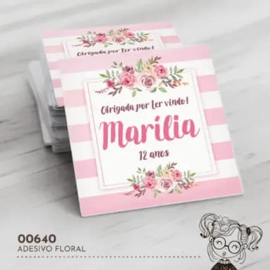 Adesivo Quadrado Floral - 00640