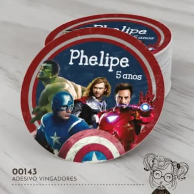 Adesivo Redondo os Vingadores - 00143