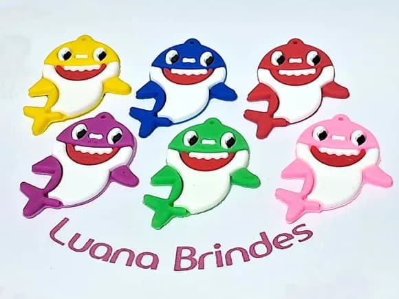 Aplique Baby Shark Emborrachado Pacote com 6 Unidades