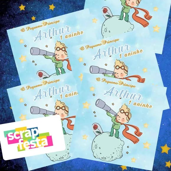 Adesivo Personalizado Quadrado 10x10 o Pequeno Príncipe