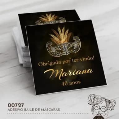 Adesivo Quadrado Baile de Máscaras - 00727