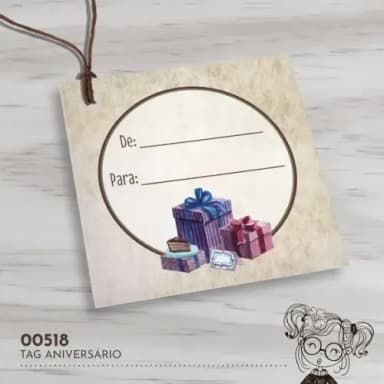 Tag Quadrada Feliz Aniversário - 00518