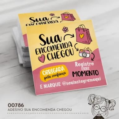 Adesivo Quadrado Sua Encomenda Chegou - 00786