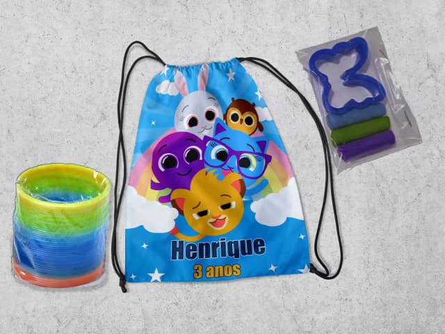 Kit Mochilinha + Mini Massinha de modelar e mola Maluca Bolofofos