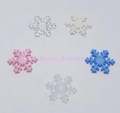Aplique Floco de Neve Colorido em Acrílico - pct c/25 unid
