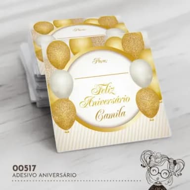 Adesivo Quadrado Feliz Aniversário - 00517