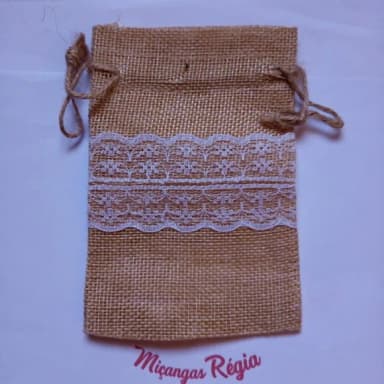 Saquinho Juta com Renda e 9x14cm