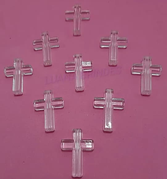 Cruz Lisa de Acrílico Furo Passante 2,4cm Pct 12 Unidades