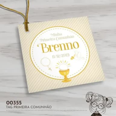 Tag Quadrada Primeira Comunhão - 00355