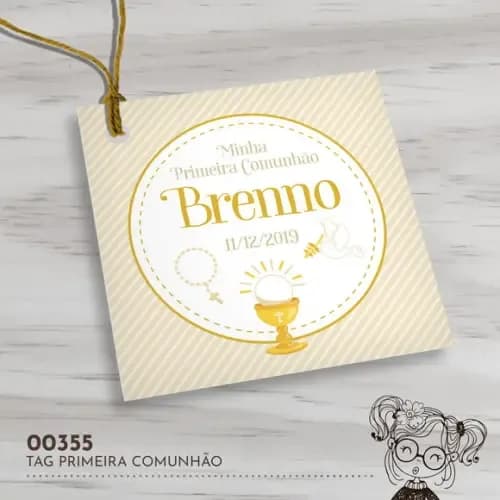 Tag Quadrada Primeira Comunhão - 00355