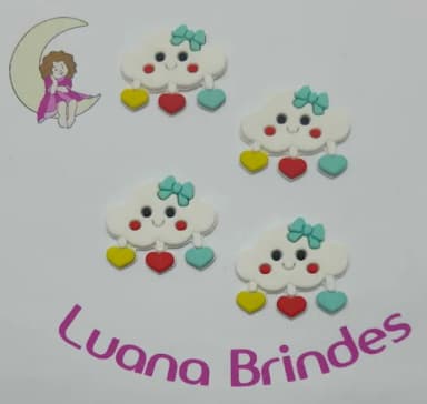 Apliques Nuvem Branca de Borracha- pct c/6 unid