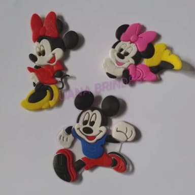 Apliques do Mickey e Minnie de Borracha - Pct 06 Unidades
