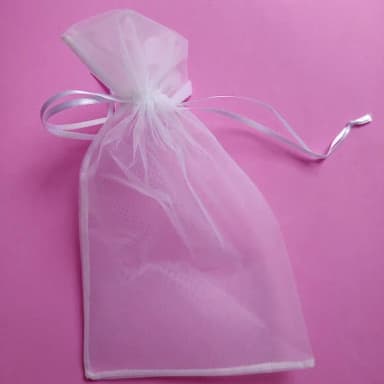 Saquinho Organza Tunil Branco com Fita 14x24cm