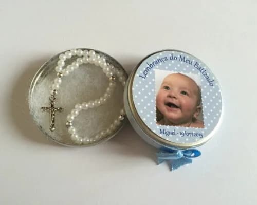 Lembrança Batizado com Foto e Terço