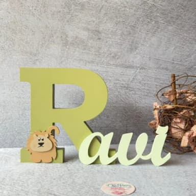 Nome em MDF Personalizado para Quarto de Bebê Letras Decorativas Infantis - Tema Safari