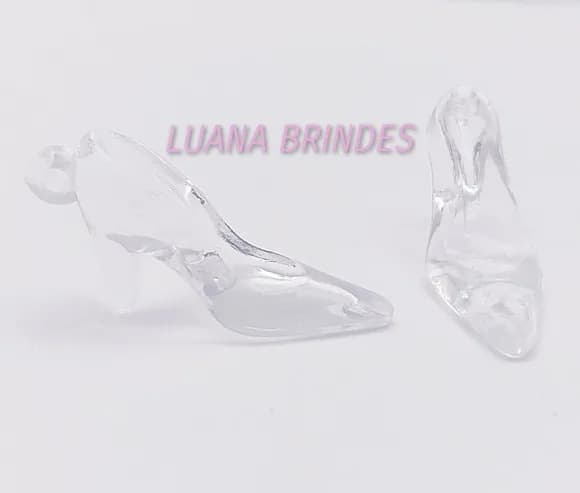 Pingente Sapatinho de Acrilico Transparente 3,5cm Pct 25 Uni