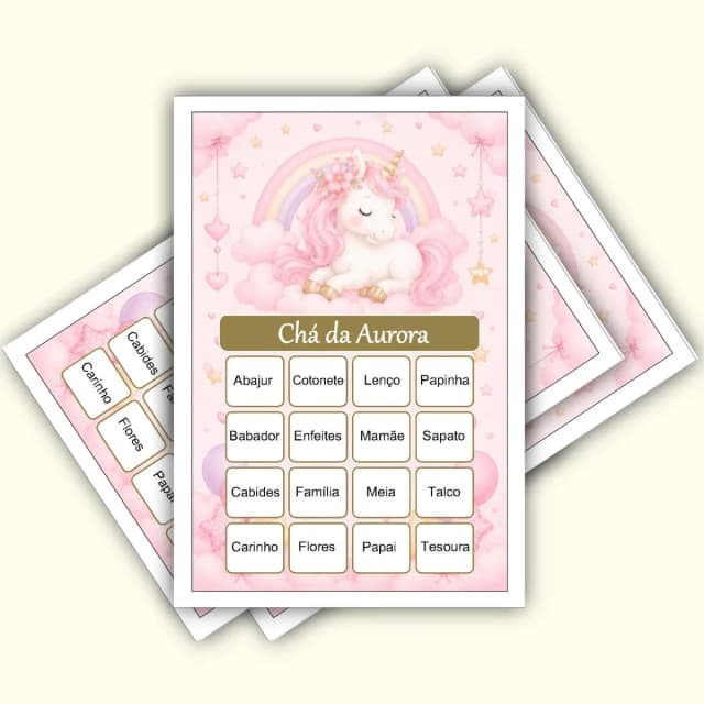 Bingo Chá de Bebê Menina Pdf Para Imprimir
