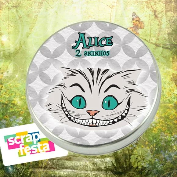 Latinha Personalizada Gato de Cheshire Alice