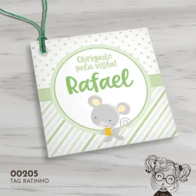 Tag Quadrada Ratinho - 00205