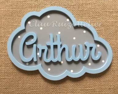 PORTA DE MATERNIDADE NUVEM COM NOME