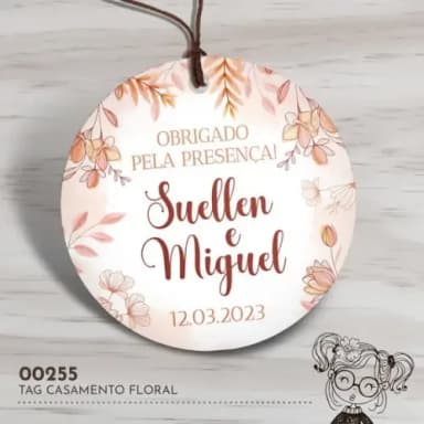 Tag Redonda Casamento Floral - 00255