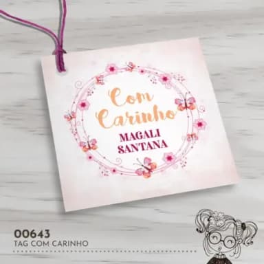 Tag Quadrada com Carinho - 00643