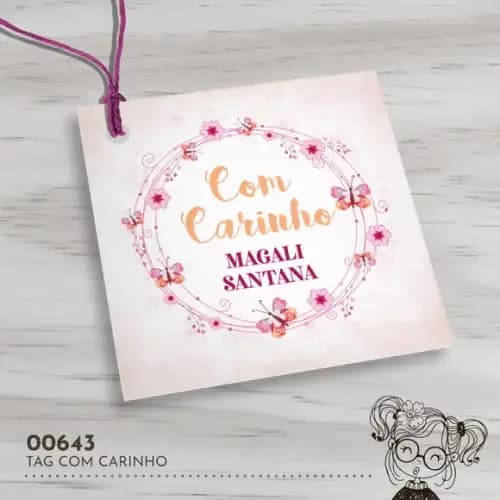 Tag Quadrada com Carinho - 00643