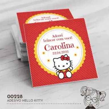 Adesivo Quadrado Hello Kitty - 00228