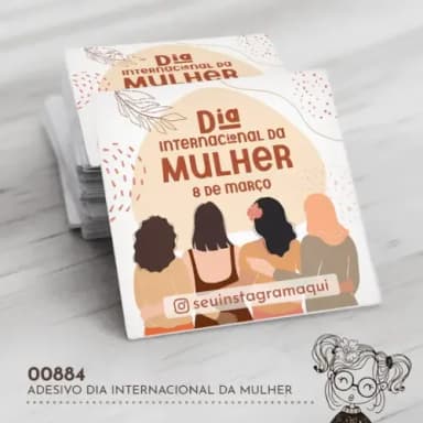 Adesivo Quadrado Dia Internacional da Mulher - 00884