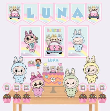 Kit Festa Só Um Bolinho LABUBU - Decoração de Festa