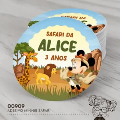 Adesivo Redondo Minnie Safari - 00909