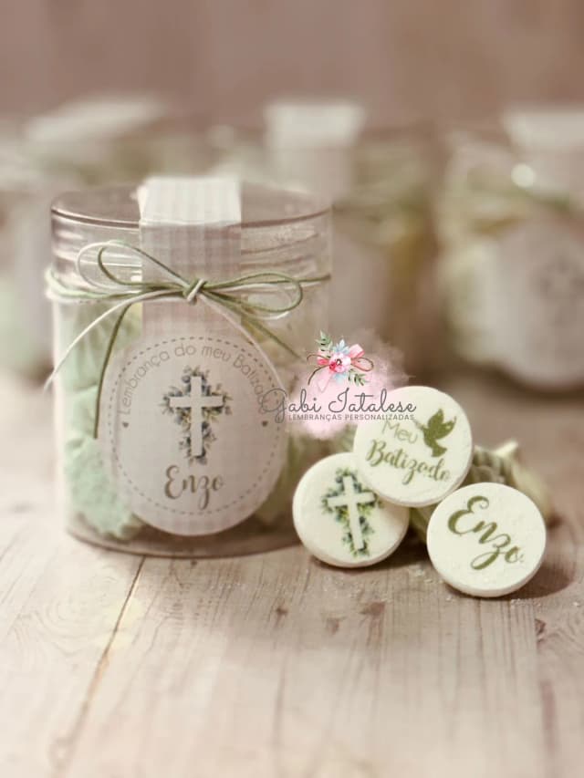 Tubo PET com Suspiros Personalizados -  Lembrança Religiosa