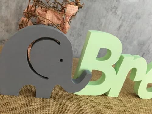 Letras Decorativas em MDF Linha CH com Elefante