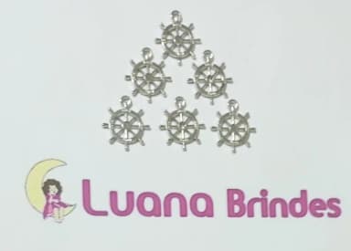 Pingente Leme de Metal Niquel com 2cm - 15 Unidades
