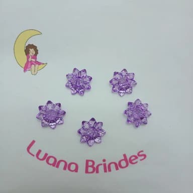 Botão Flor de Acrílico Lilás 2cm Pct 28 Unidades