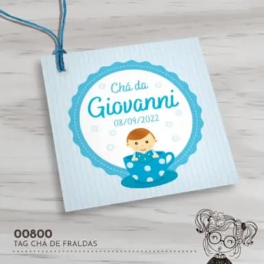 Tag Quadrada Chá de Fraldas - 00717