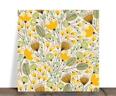 Azulejo Decorativo Floral Silvestre Amarelo 15x15 Cerâmica