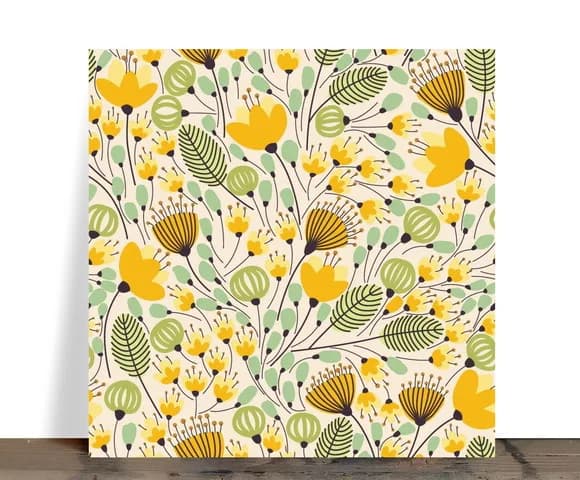 Azulejo Decorativo Floral Silvestre Amarelo 15x15 Cerâmica